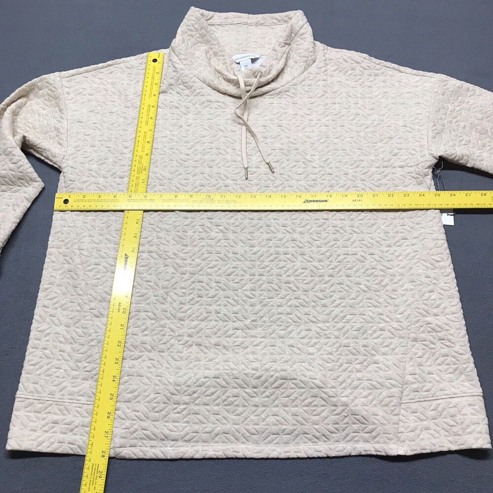 Liz Claiborne Womens Sz. XXLarge Cowl Neck Pull Over Cream Quilt Drawstring - Picture 8 of 10